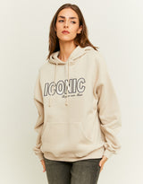 Oversized Sweatshirt with Front Print | Beige