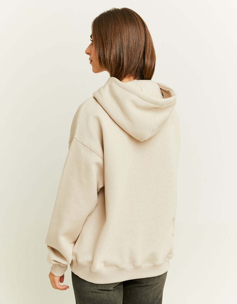 Oversized Sweatshirt with Front Print | Beige