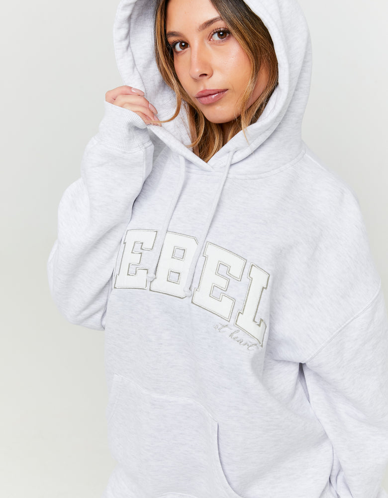 Oversized Sweatshirt with Front Print | Grey Heather