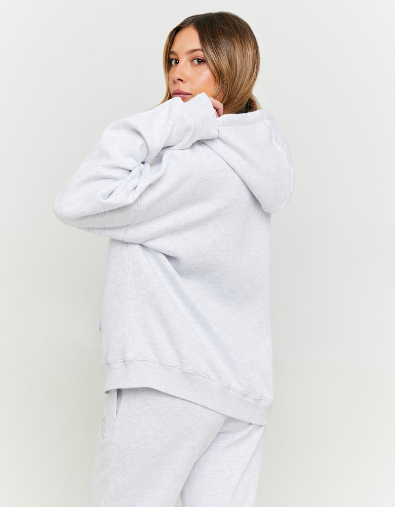 Oversized Sweatshirt with Front Print | Grey Heather