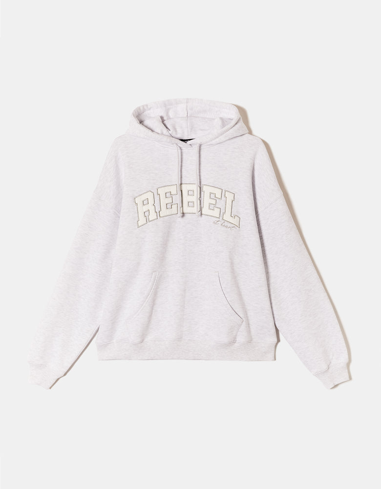 Oversized Sweatshirt with Front Print | Grey Heather