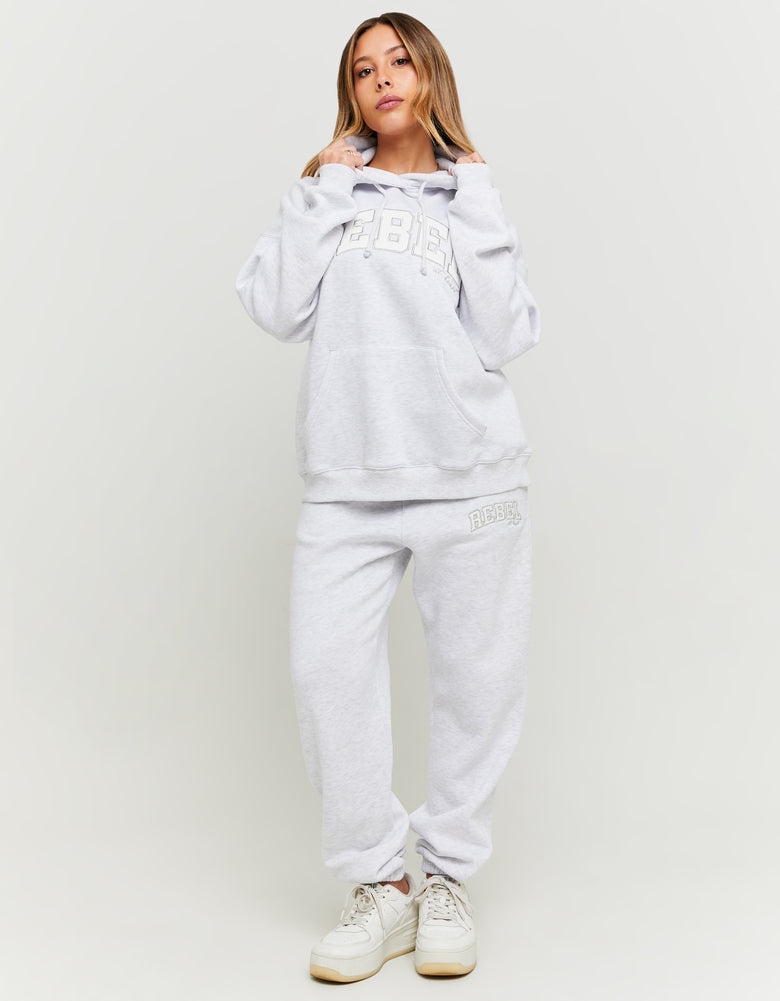 Oversized Sweatshirt with Front Print | Grey Heather