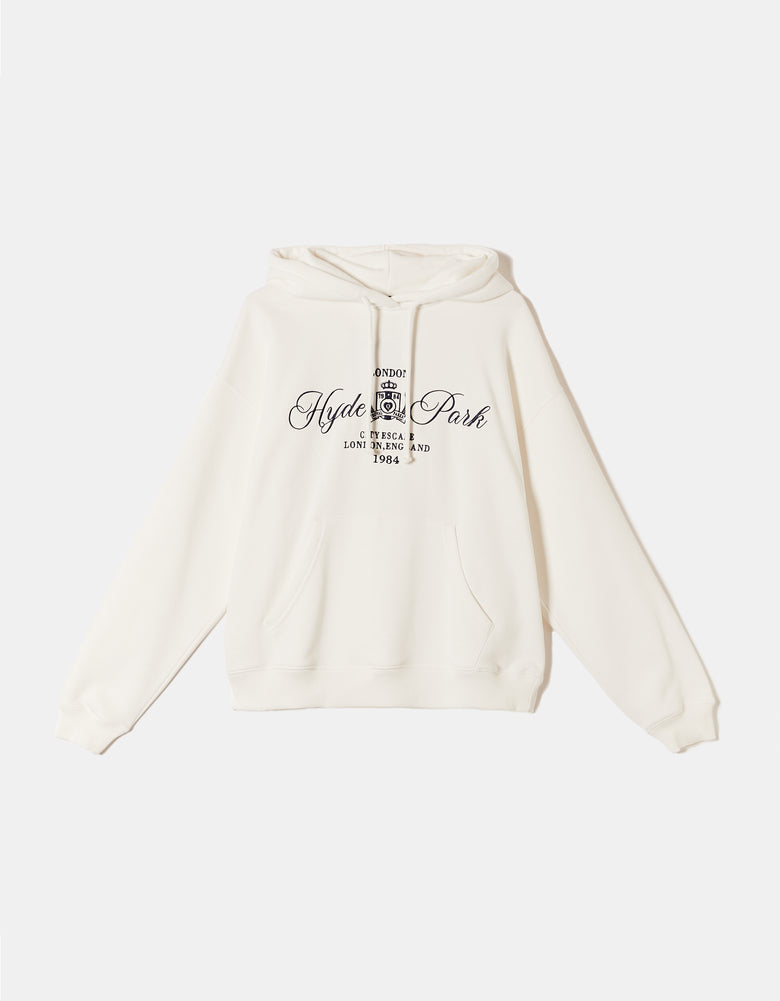Oversized Sweatshirt with Front Print | Off White