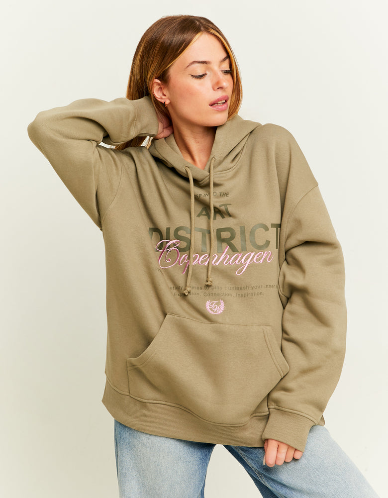 Oversized Sweatshirt with Print | Green