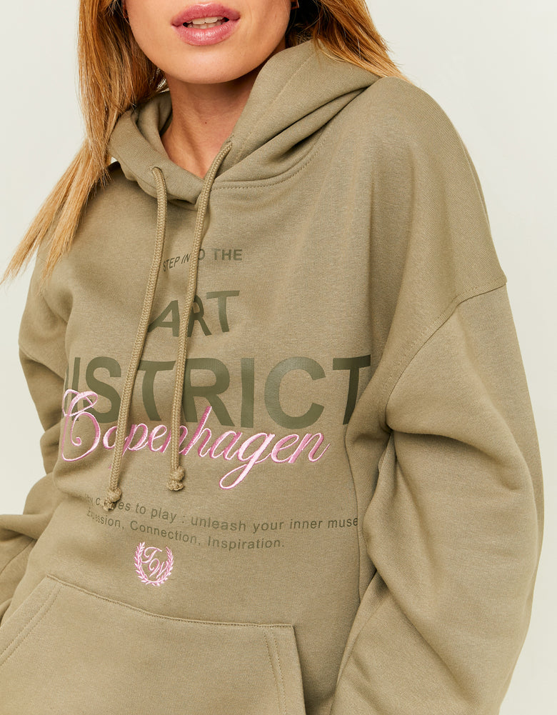 Oversized Sweatshirt with Print | Green