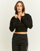 Zip Up Cropped Sweatshirt | Black