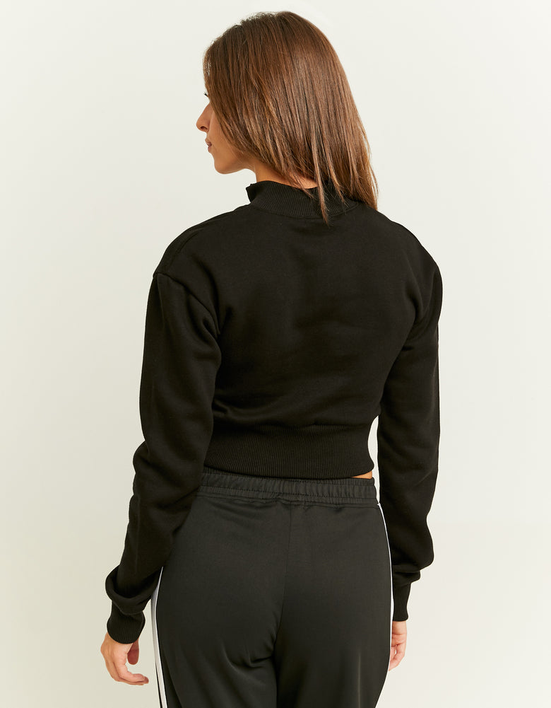 Zip Up Cropped Sweatshirt | Black