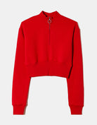Zip Up Cropped Sweatshirt | Red