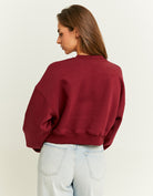 Cropped Oversize Sweatshirt with Print | Red