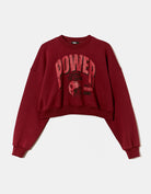 Cropped Oversize Sweatshirt with Print | Red