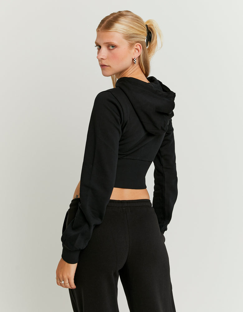 Cropped Zip Up Hoodie | Black