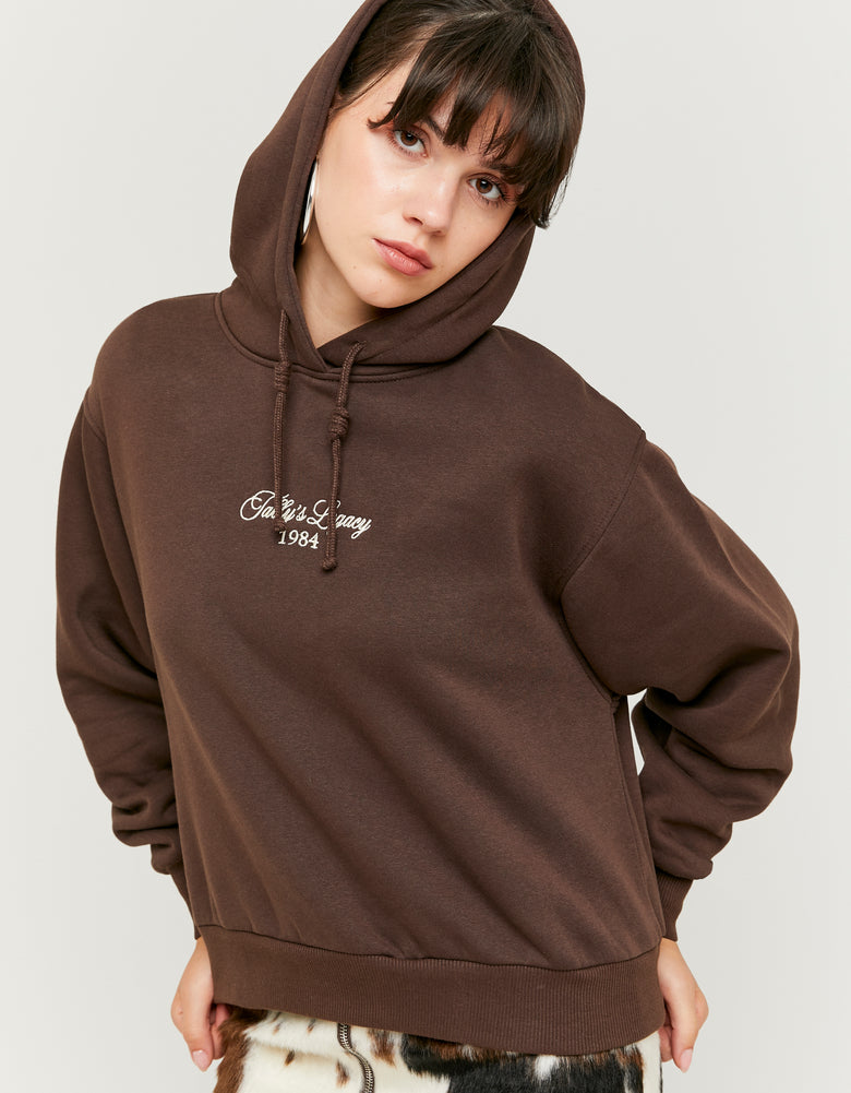 hoodie with embroidery | Brown