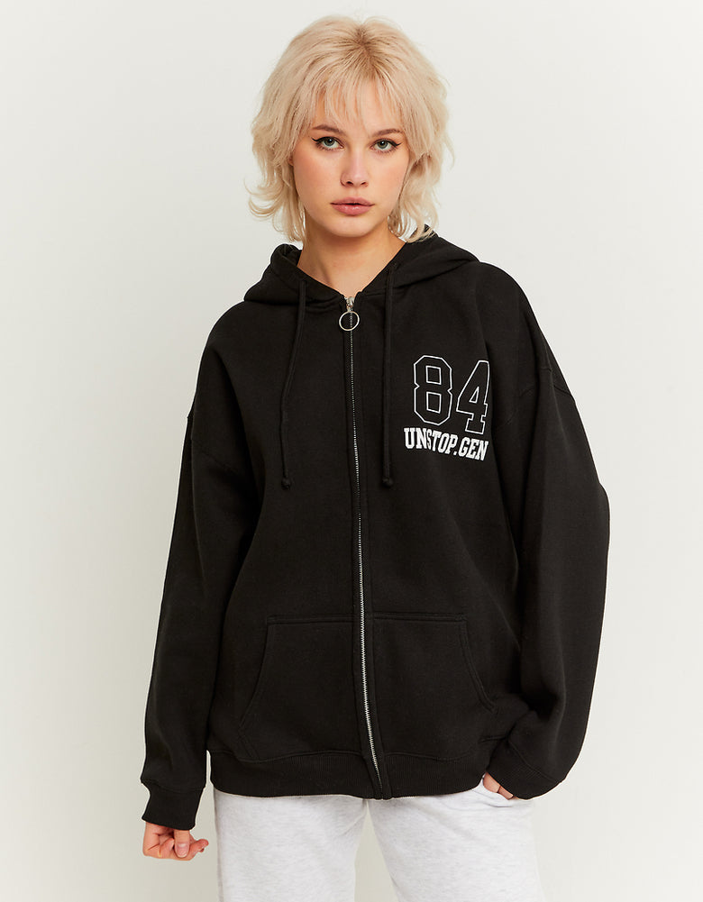 Zip Up Oversize Hoodie | Black