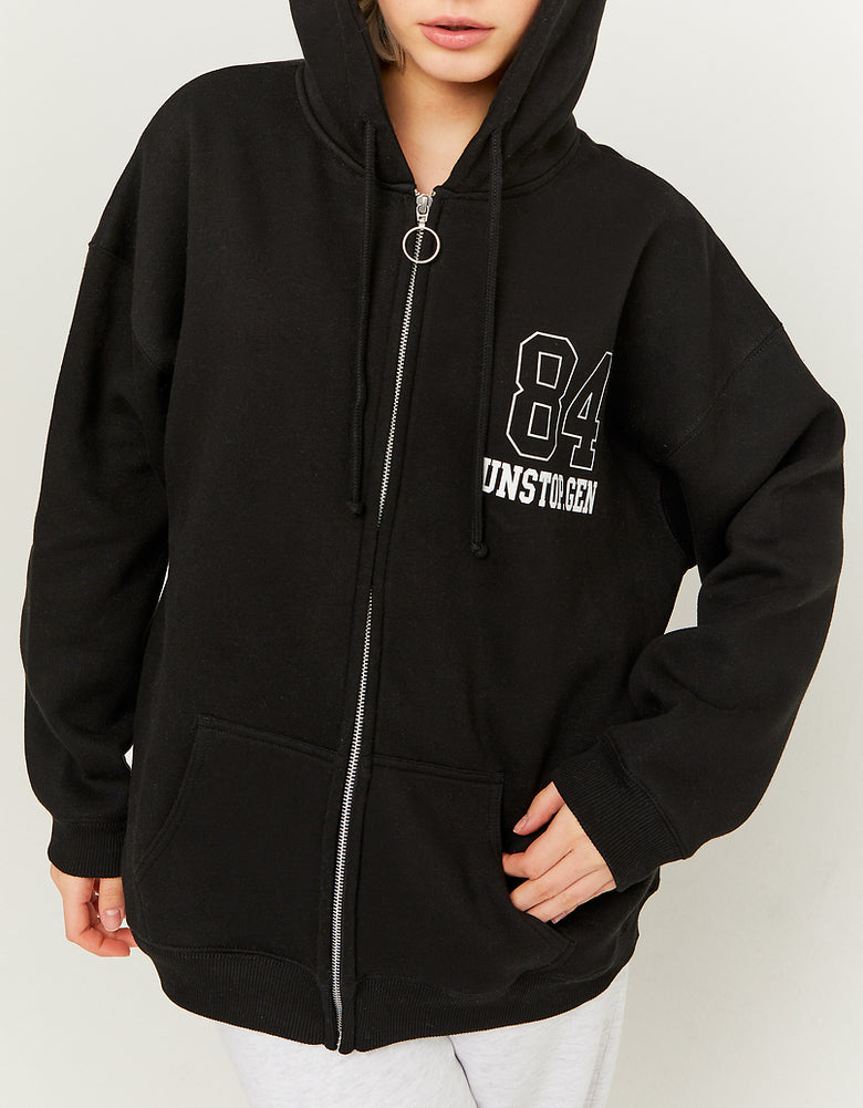 Zip Up Oversize Hoodie | Black