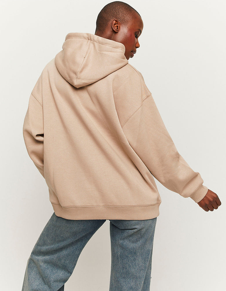 Zip Up Oversize Hoodie | Beige