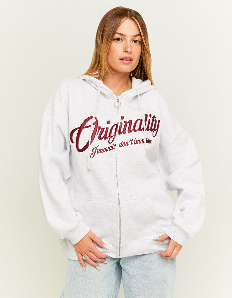 Oversized Sweatshirt with Print | Grey Heather