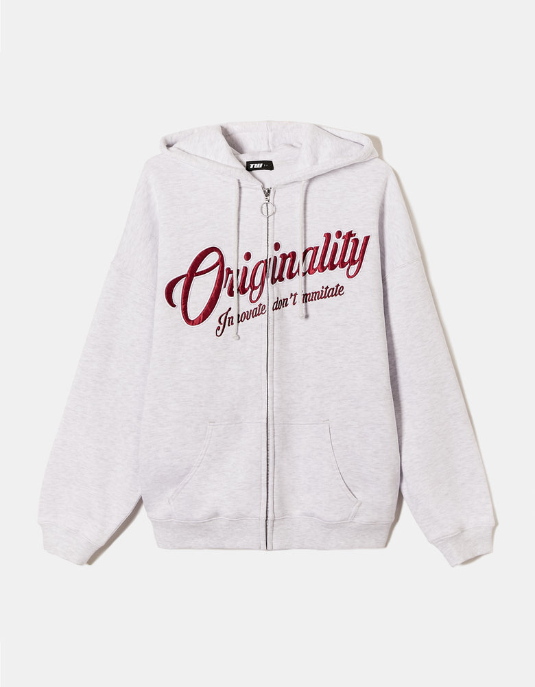 Oversized Sweatshirt with Print | Grey Heather