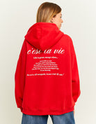 Oversized Sweatshirt with Print | Red