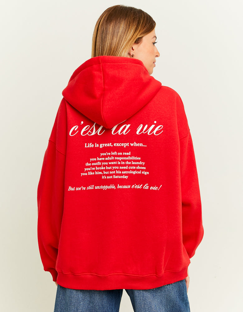 Oversized Sweatshirt with Print | Red