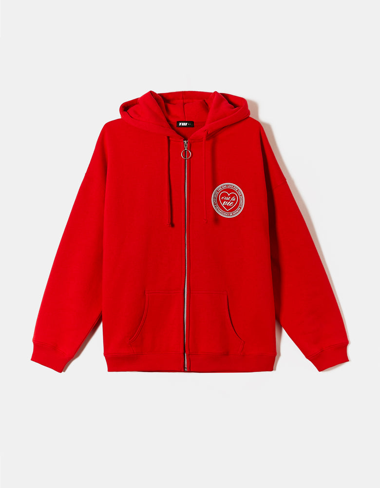 Oversized Sweatshirt with Print | Red