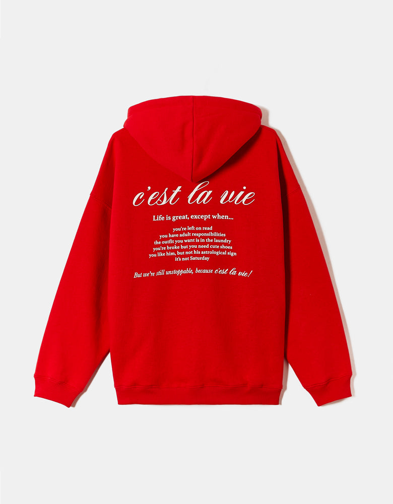 Oversized Sweatshirt with Print | Red