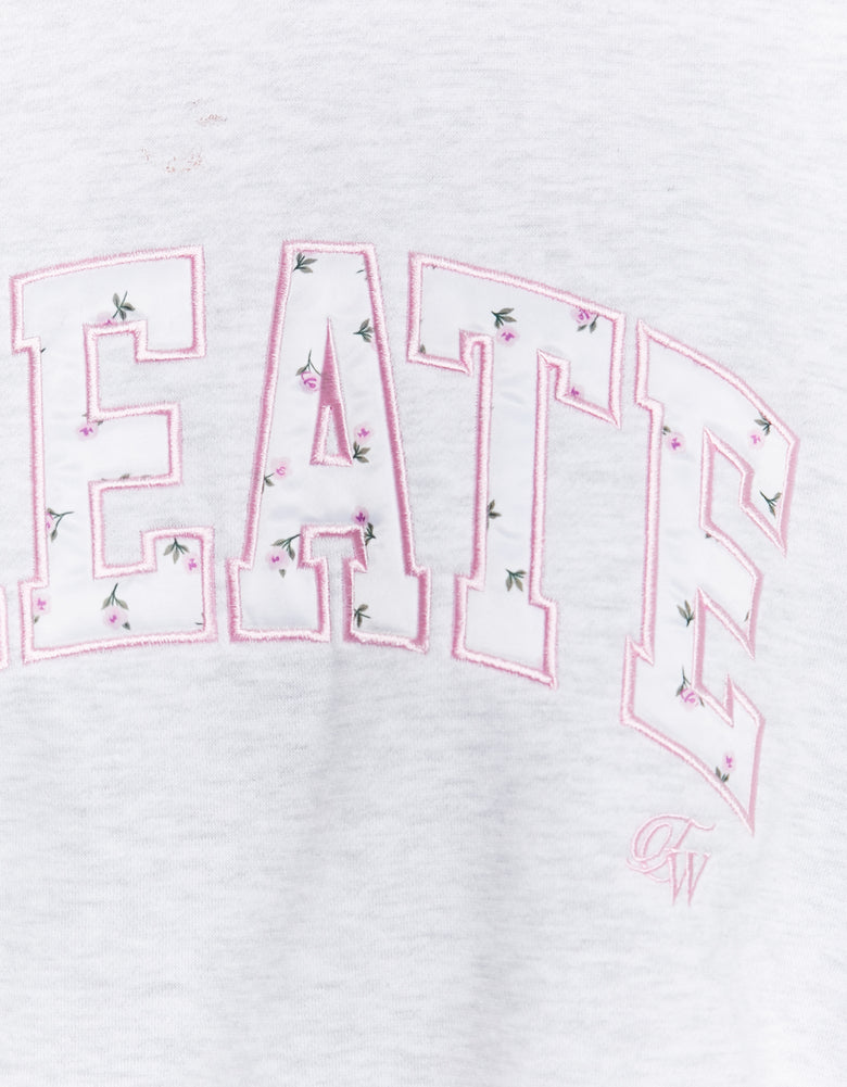 Oversize Sweatshirt with Patch Embroidery | Grey