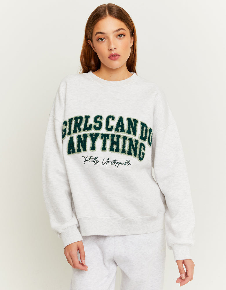 Oversized Printed Sweatshirt | Grey
