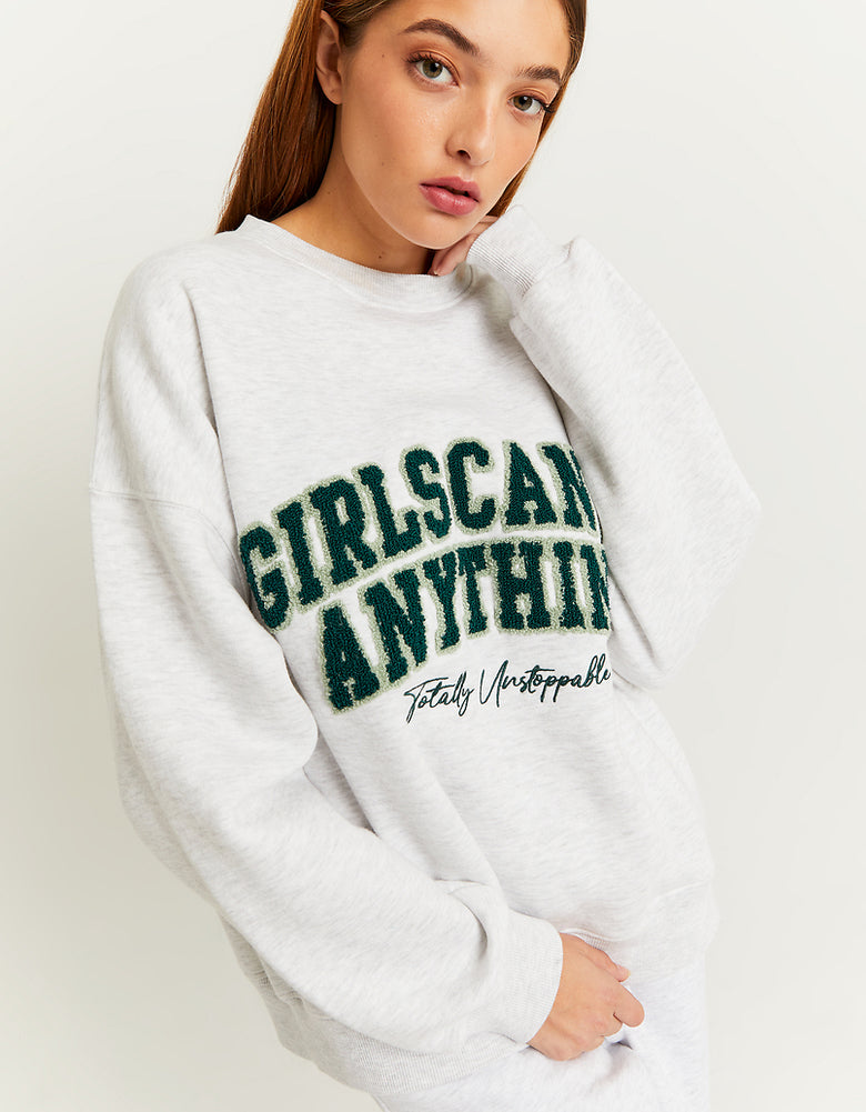 Oversized Printed Sweatshirt | Grey