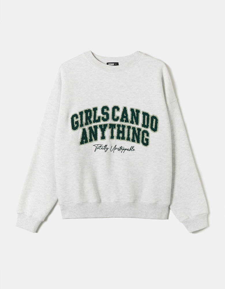 Oversized Printed Sweatshirt | Grey
