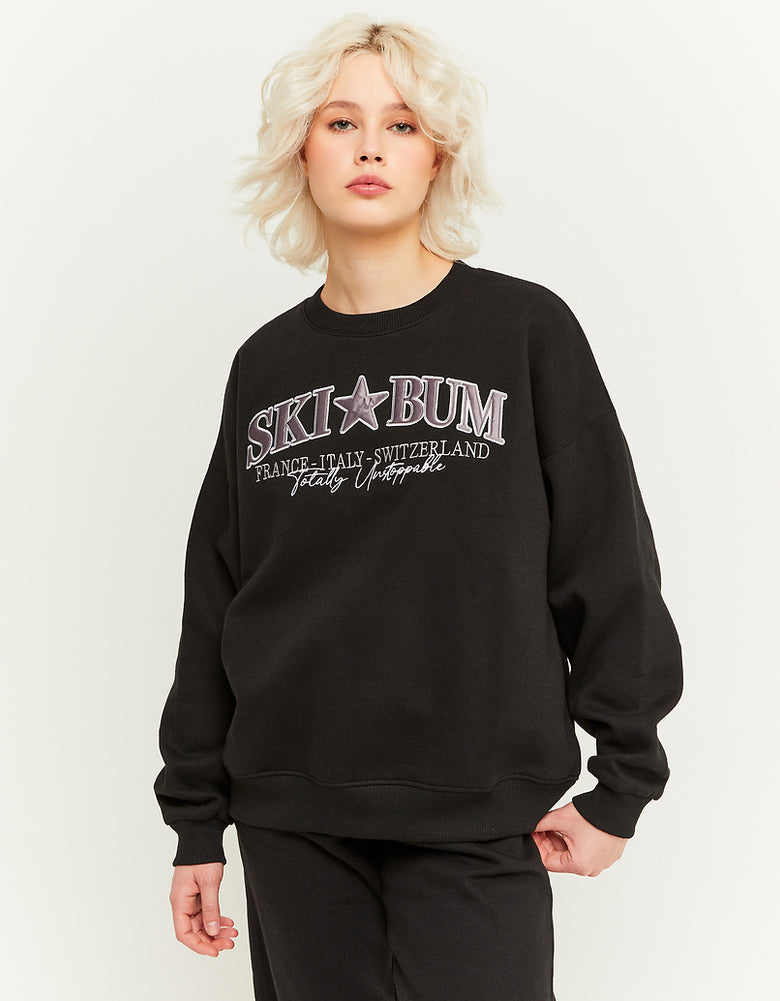 Oversize Printed Sweatshirt | Black