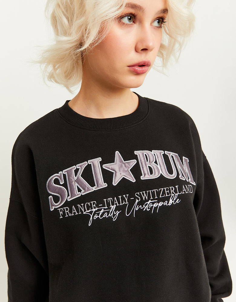 Oversize Printed Sweatshirt | Black