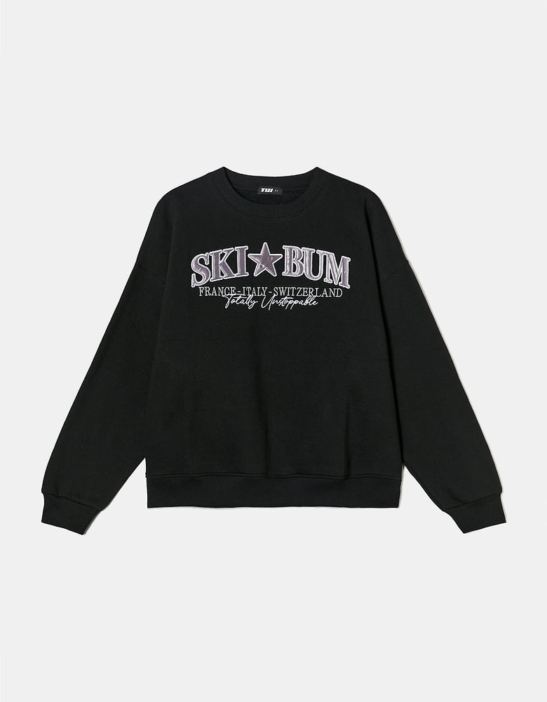 Oversize Printed Sweatshirt | Black