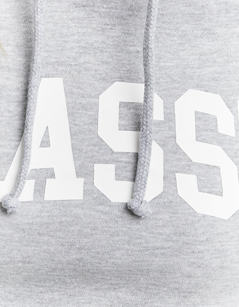Cropped Printed Hoodie | Grey