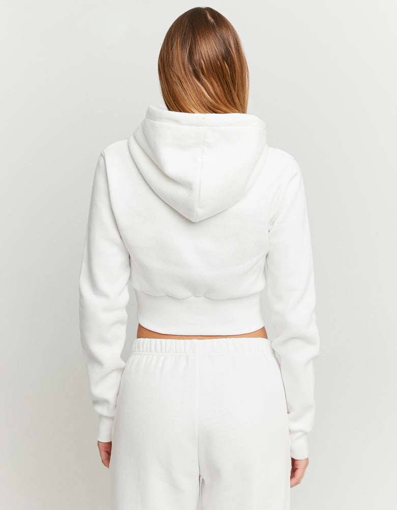 Cropped Printed Hoodie | Off White