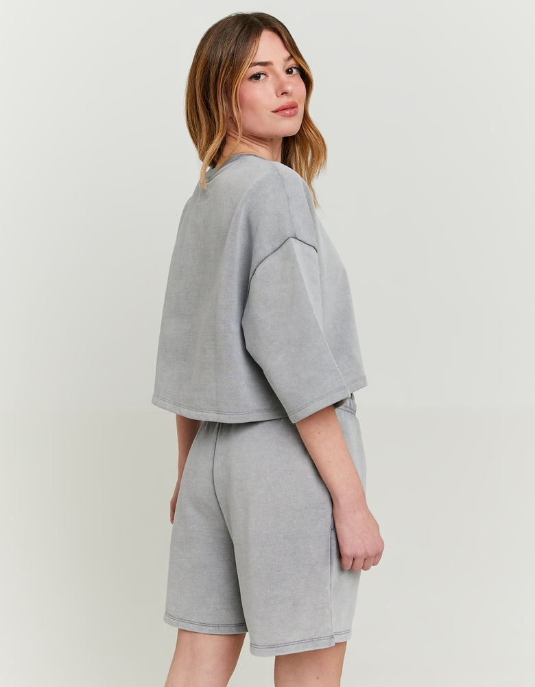 Cropped Sweatshirt | Grey Washed