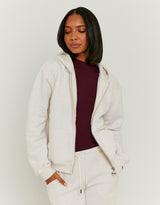 Zip Up Hoodie | Beige Chine