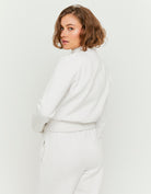 Printed Zip Up Sweatshirt | Beige