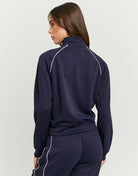 Embroidered Zip-Up Sweatshirt | Navy