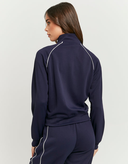 Embroidered Zip-Up Sweatshirt | Navy