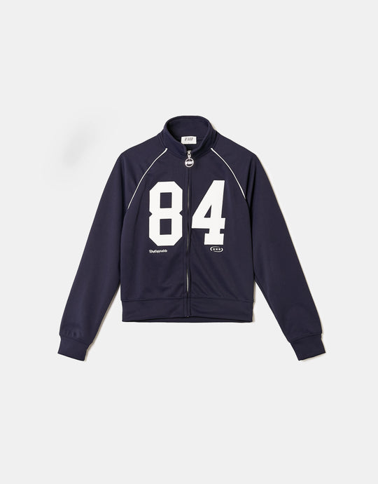 Embroidered Zip-Up Sweatshirt | Navy