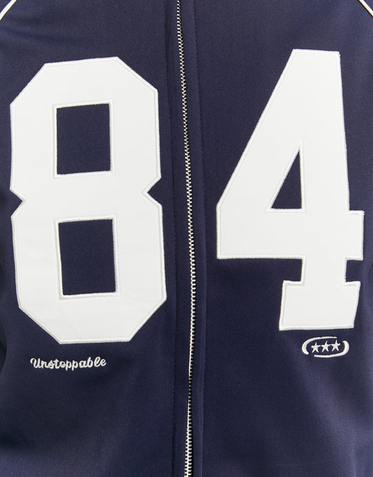 Embroidered Zip-Up Sweatshirt | Navy