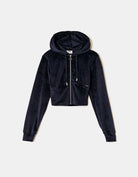 Basic Cropped Zip Up Hoodie | Navy