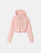 Basic Cropped Zip?Up Hoodie | Pink