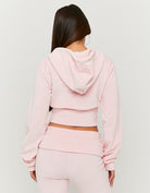 Basic Cropped Zip?Up Hoodie | Pink