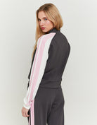 Printed Zip Sweatshirt | Grey - White