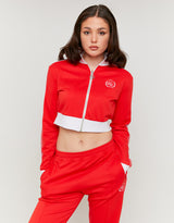Cropped Zip Sweatshirts with White Bands | Red