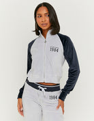 Velvet Zip?Up Sweatshirt | Blue