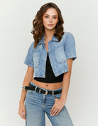 Cropped Over Shirt | Blue Wash