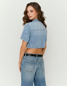 Cropped Over Shirt | Blue Wash