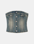 Strapless Denim Top | Vintage Wash